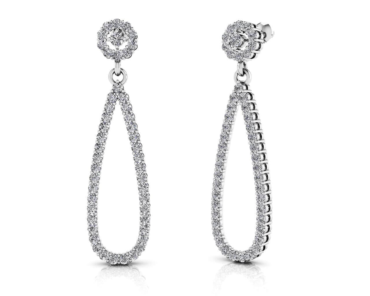 Long Teardrop Earrings Diamond with 0.91 ct.(finished) 1.1mm, 1.5mm, 2mm